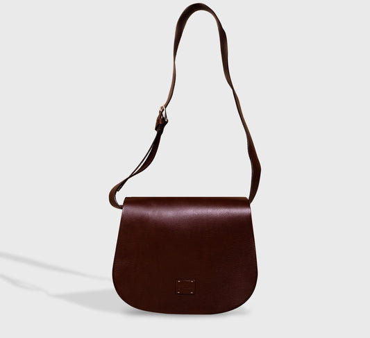 Diana Italian leather crossbody bag in dark brown — vegetable-tanned vacchetta leather — EKOńeu