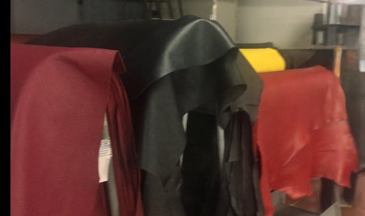 Italian leather hides hanging in a Tuscan tannery — EKOńeu ethical sourcing