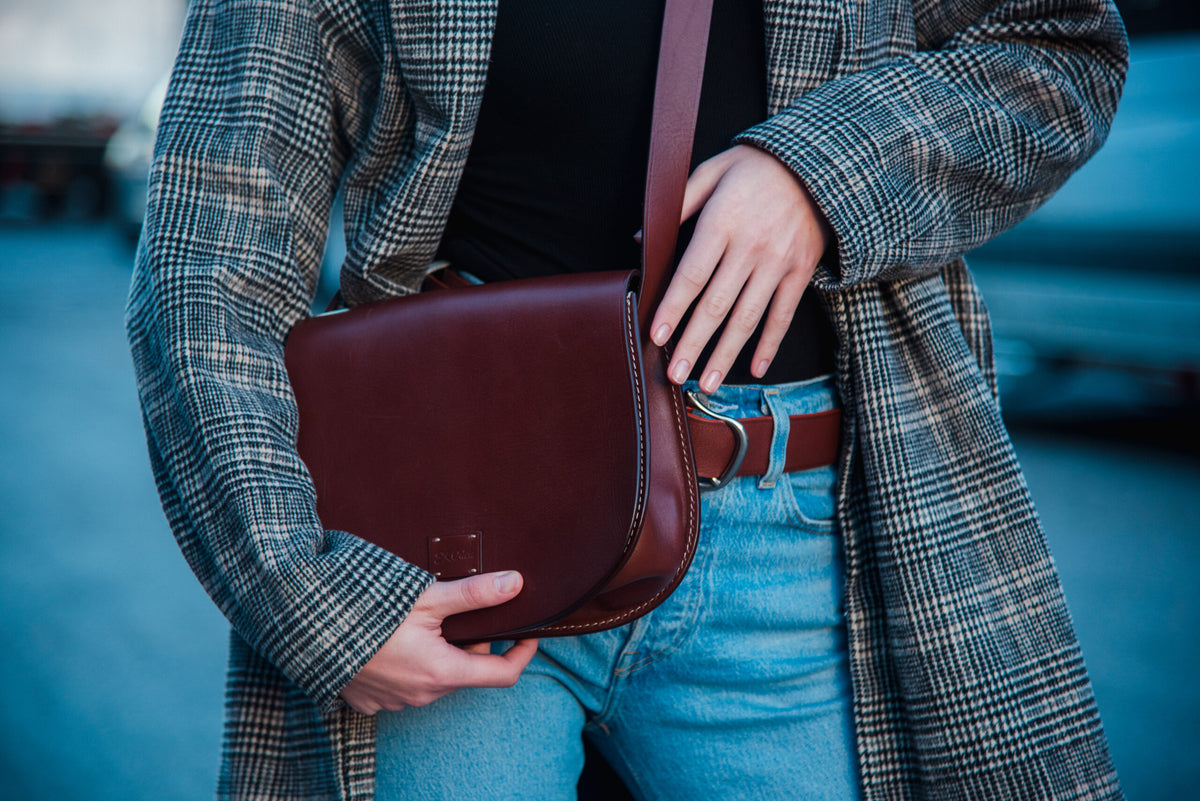 Diana Italian leather crossbody bag lifestyle shot – EKOńeu