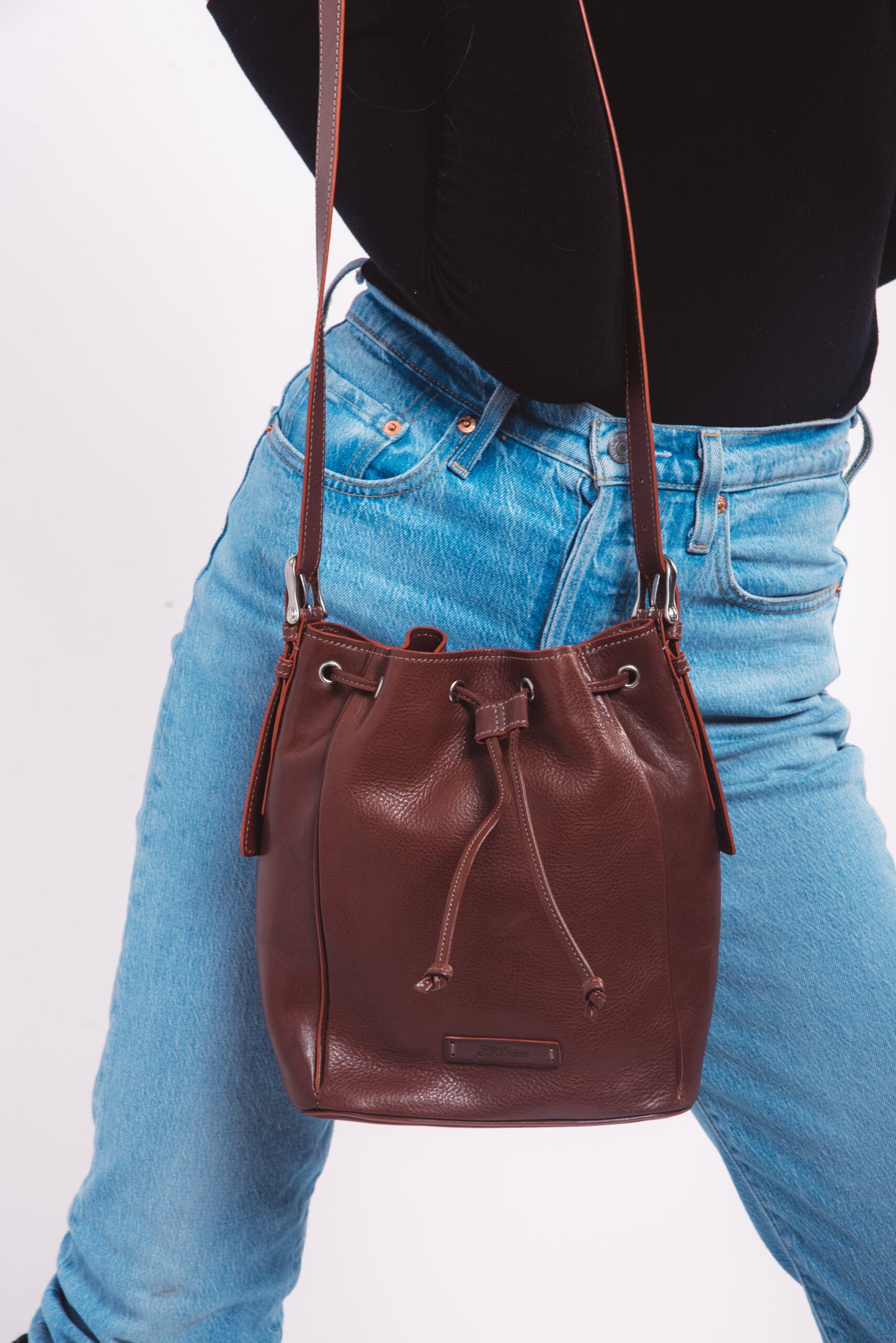 Febe Genuine Leather Drawstring Purse