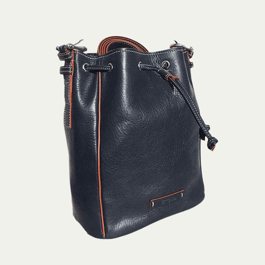 Febe Genuine Leather Drawstring Purse