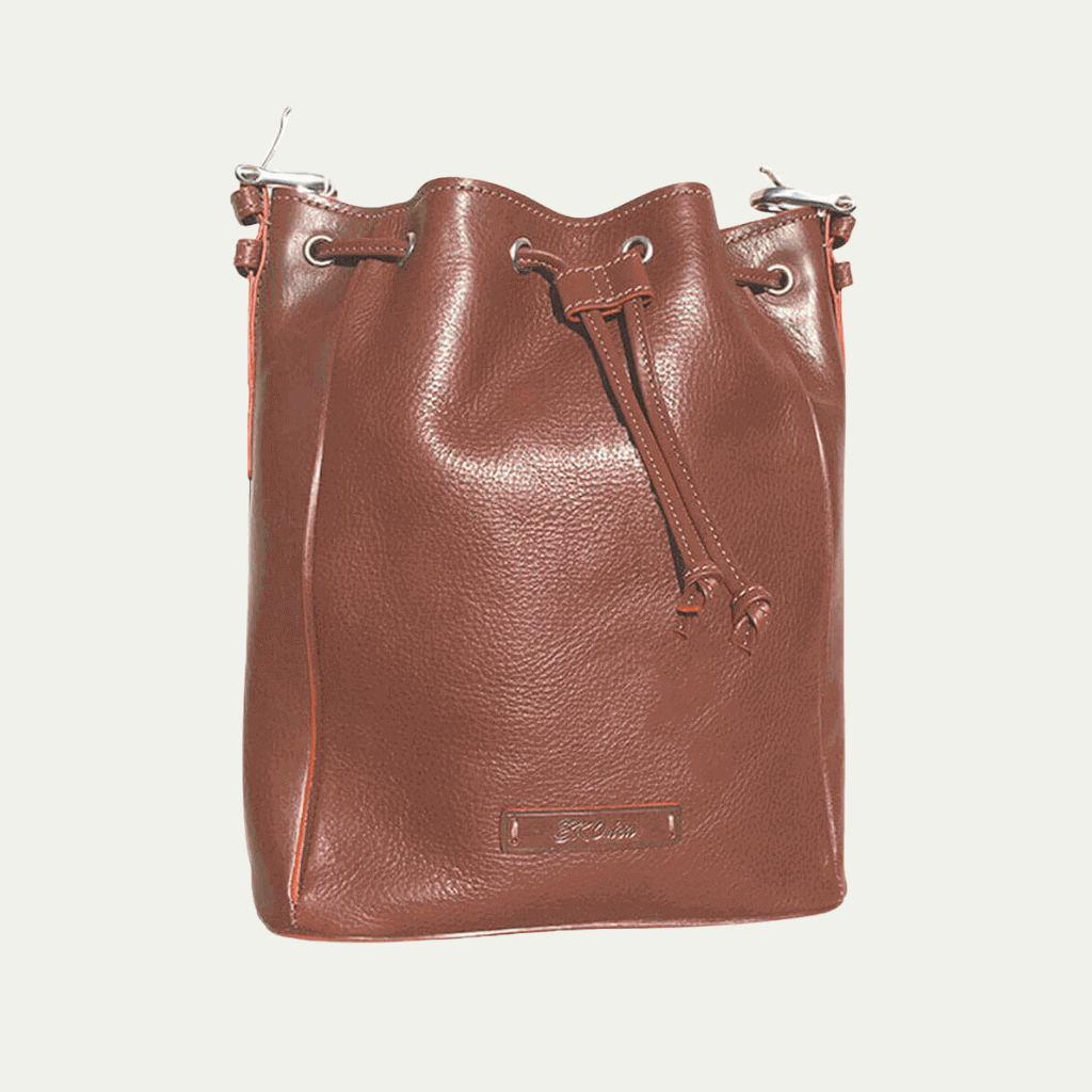 Febe Genuine Leather Drawstring Purse