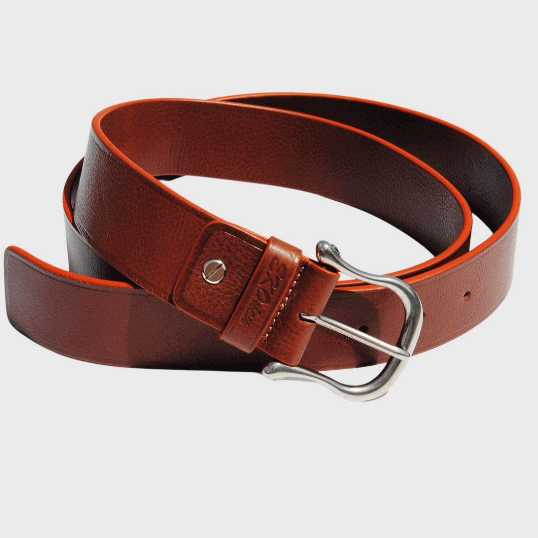 Lazzaro Italian leather belt in dark brown – EKOńeu
