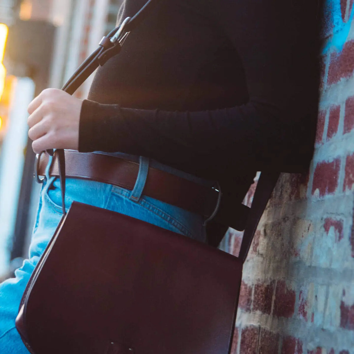 Daniela Italian leather belt editorial shot – EKOńeu